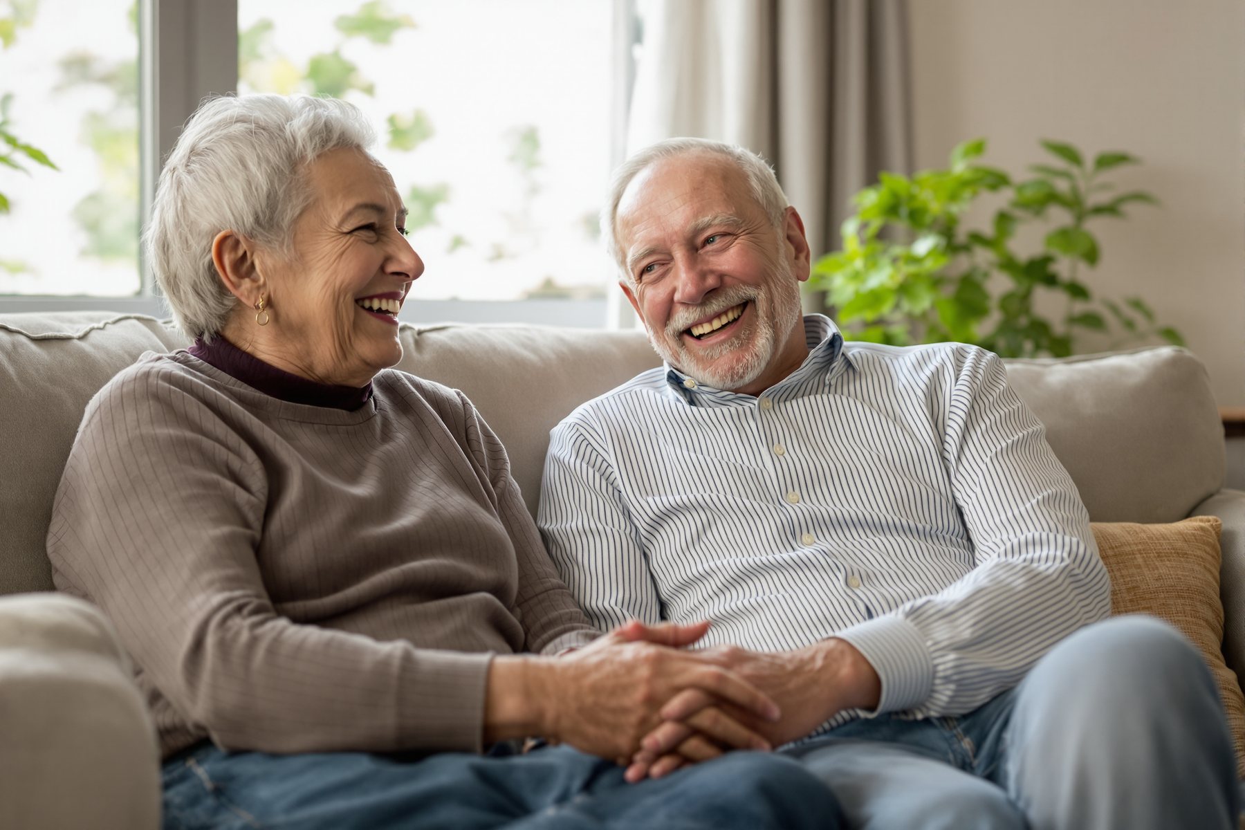 Senior couple smiling with confidence