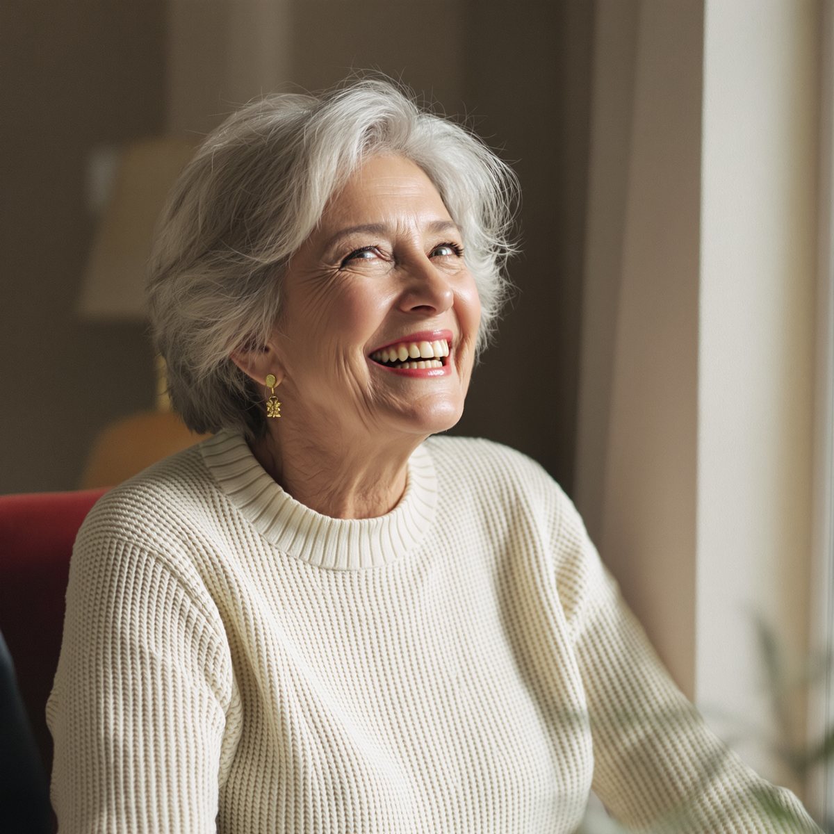 Senior woman with a confident natural smile from new dentures