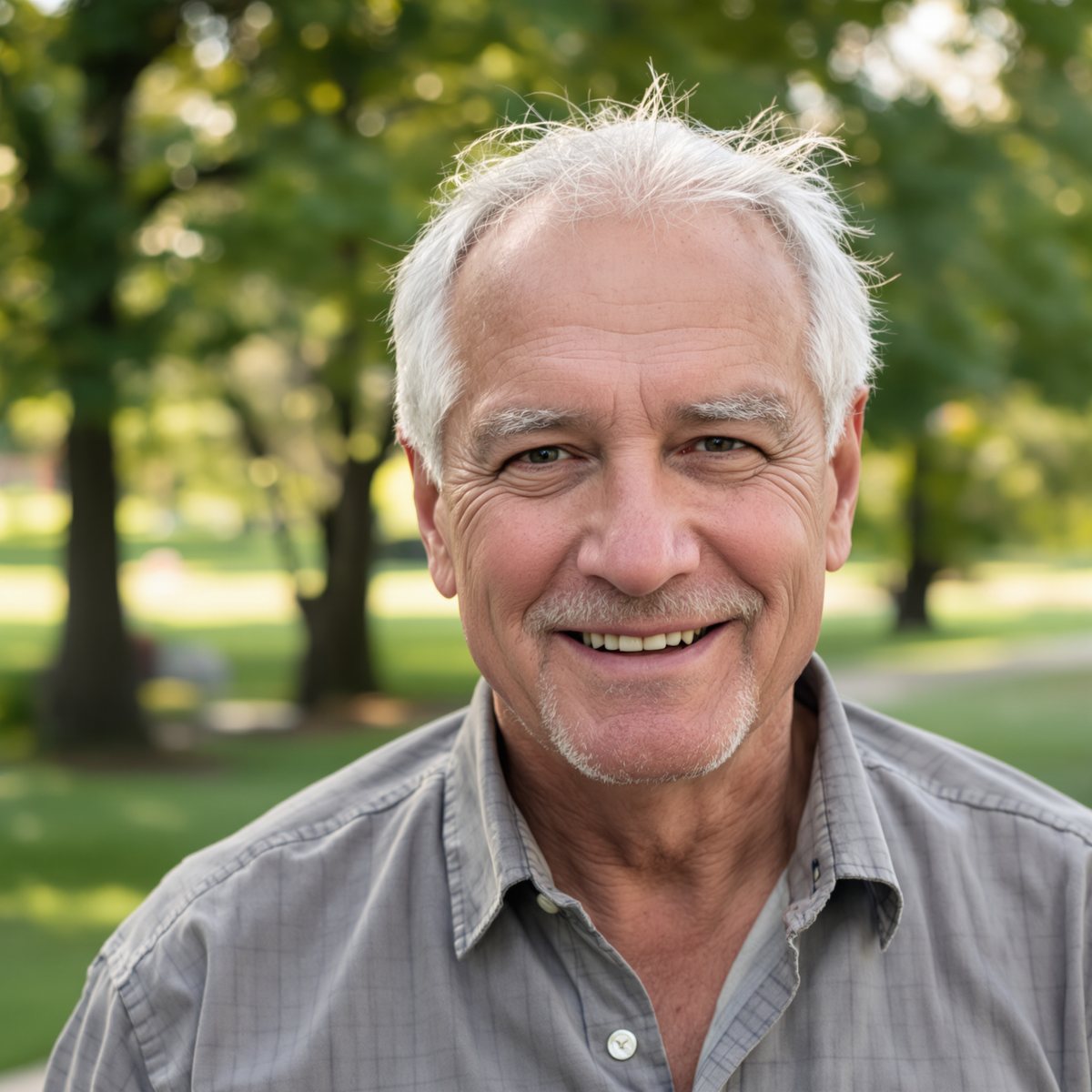 Senior man with healthy gums after treatment