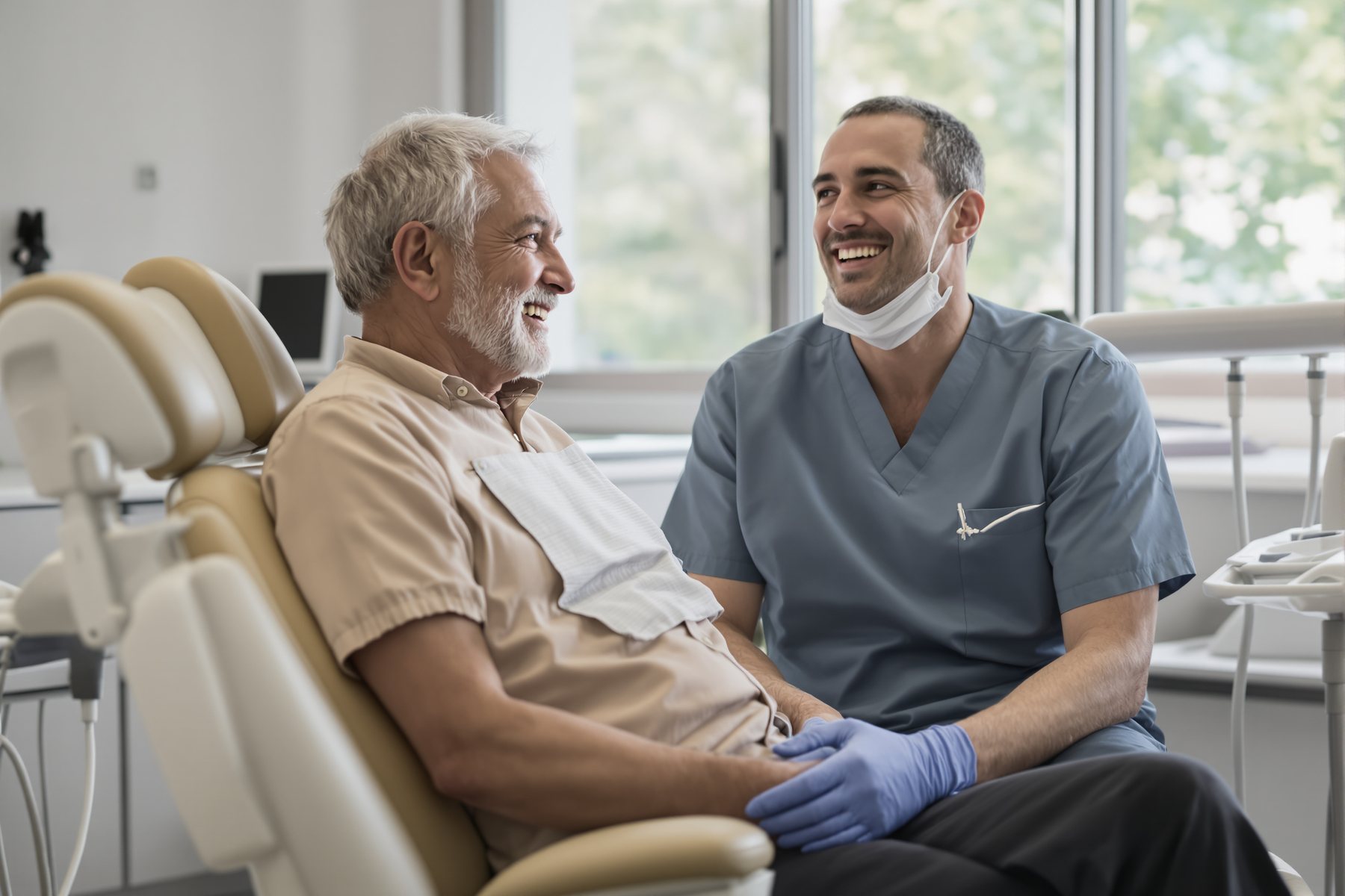 Relaxed senior patient during a gentle dental exam